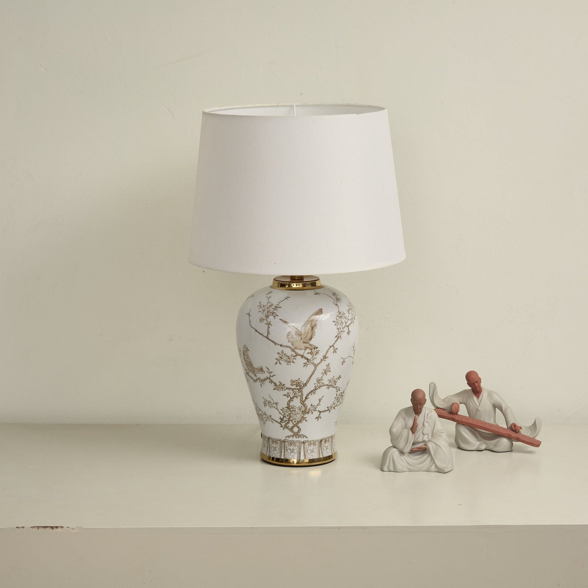 Avian Floral Ceramic Table Lamp