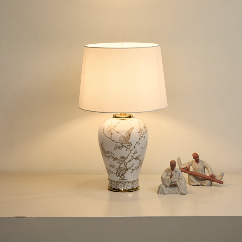 Avian Floral Ceramic Table Lamp