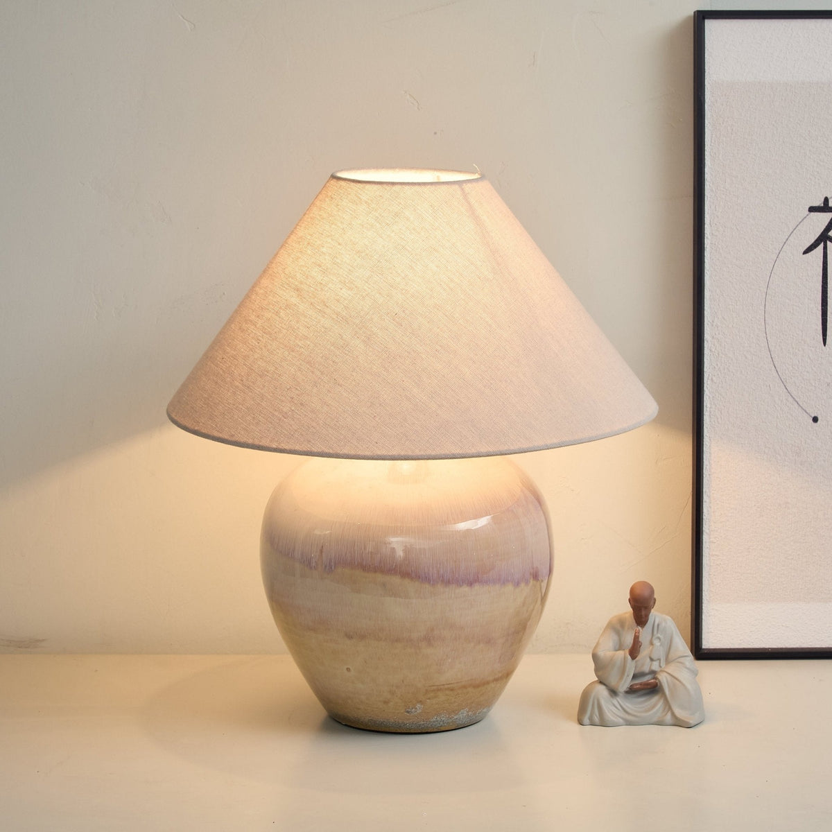 Gradient Hued Ceramic Jar Table Lamp