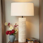Travertine Column Table Lamp