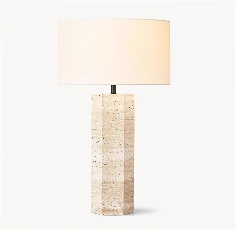 Travertine Column Table Lamp