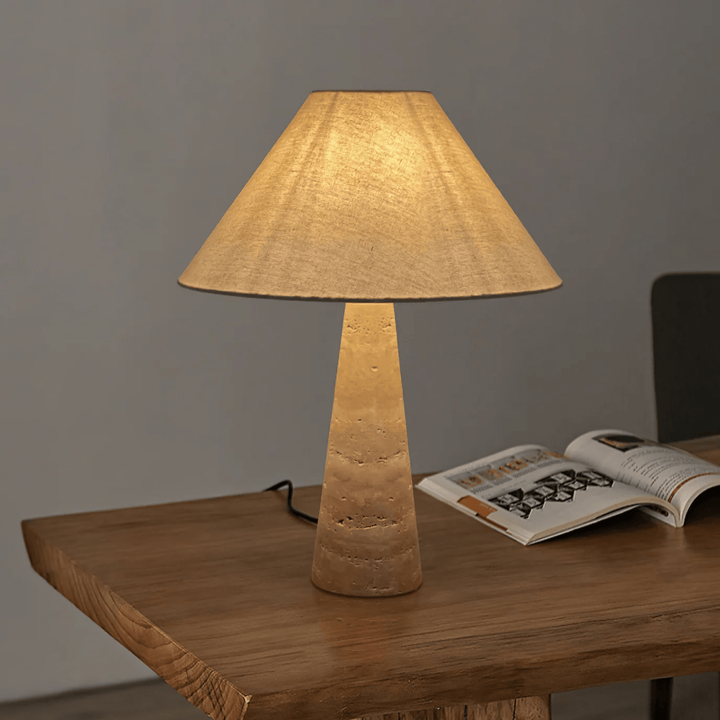 Travertine Column Table Lamp