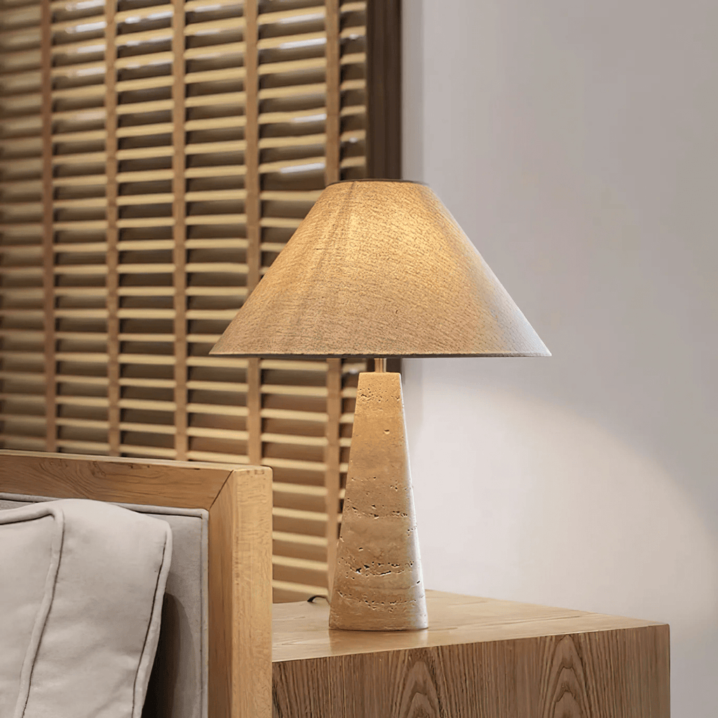 Travertine Column Table Lamp
