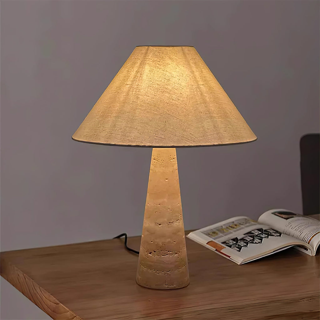 Travertine Column Table Lamp