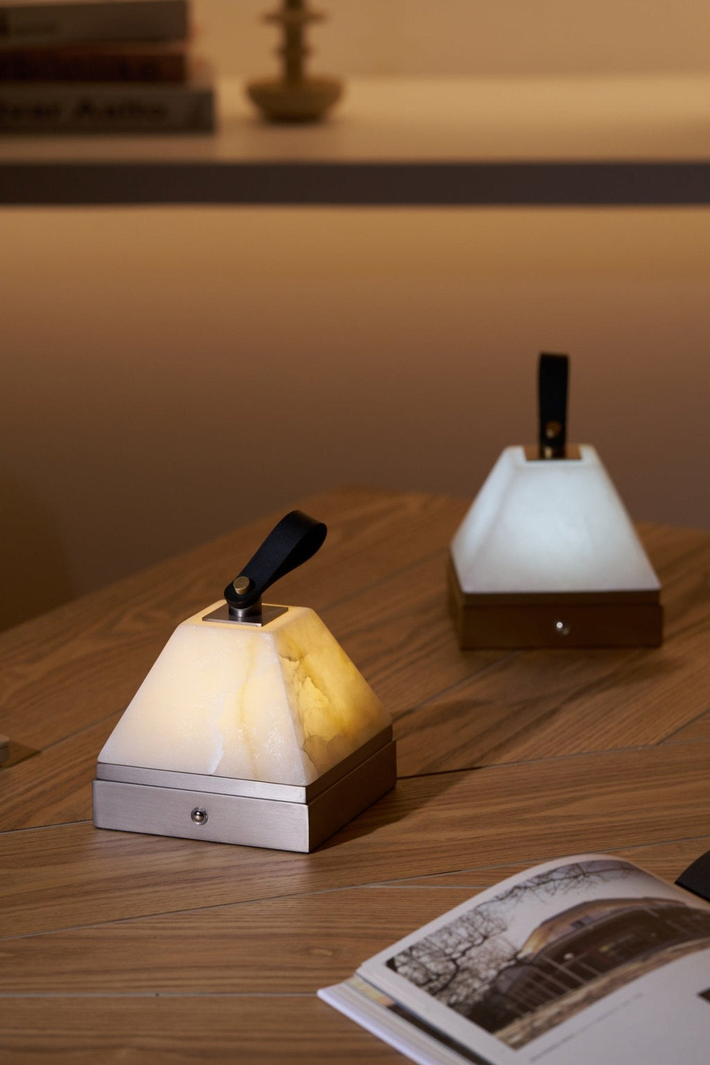 Luma Cube Alabaster Portable Lamp