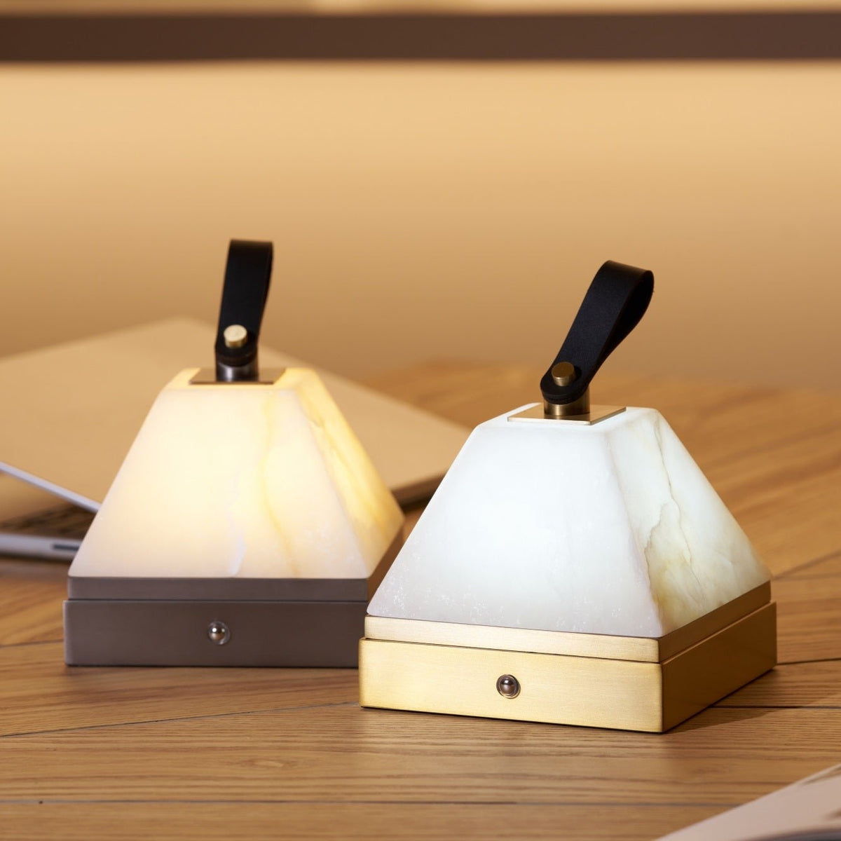 Luma Cube Alabaster Portable Lamp