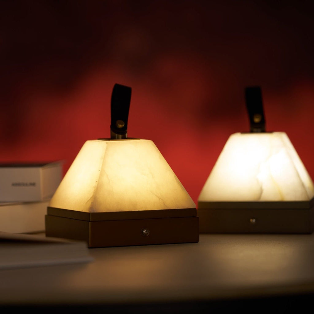Luma Cube Alabaster Portable Lamp