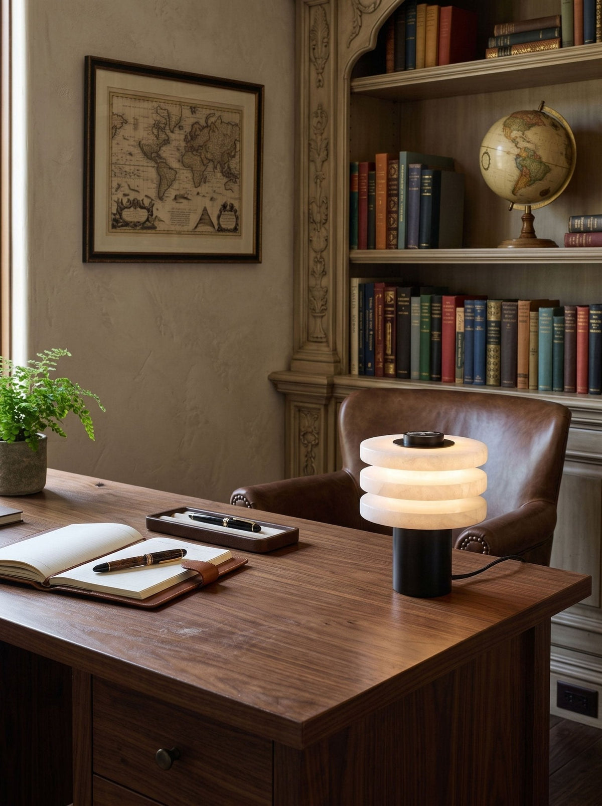 Tiered Obelisk Alabaster Table Lamp