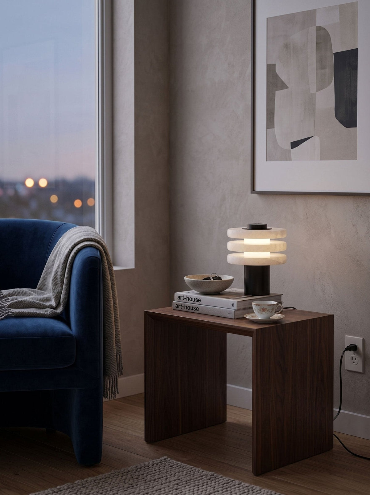 Tiered Obelisk Alabaster Table Lamp