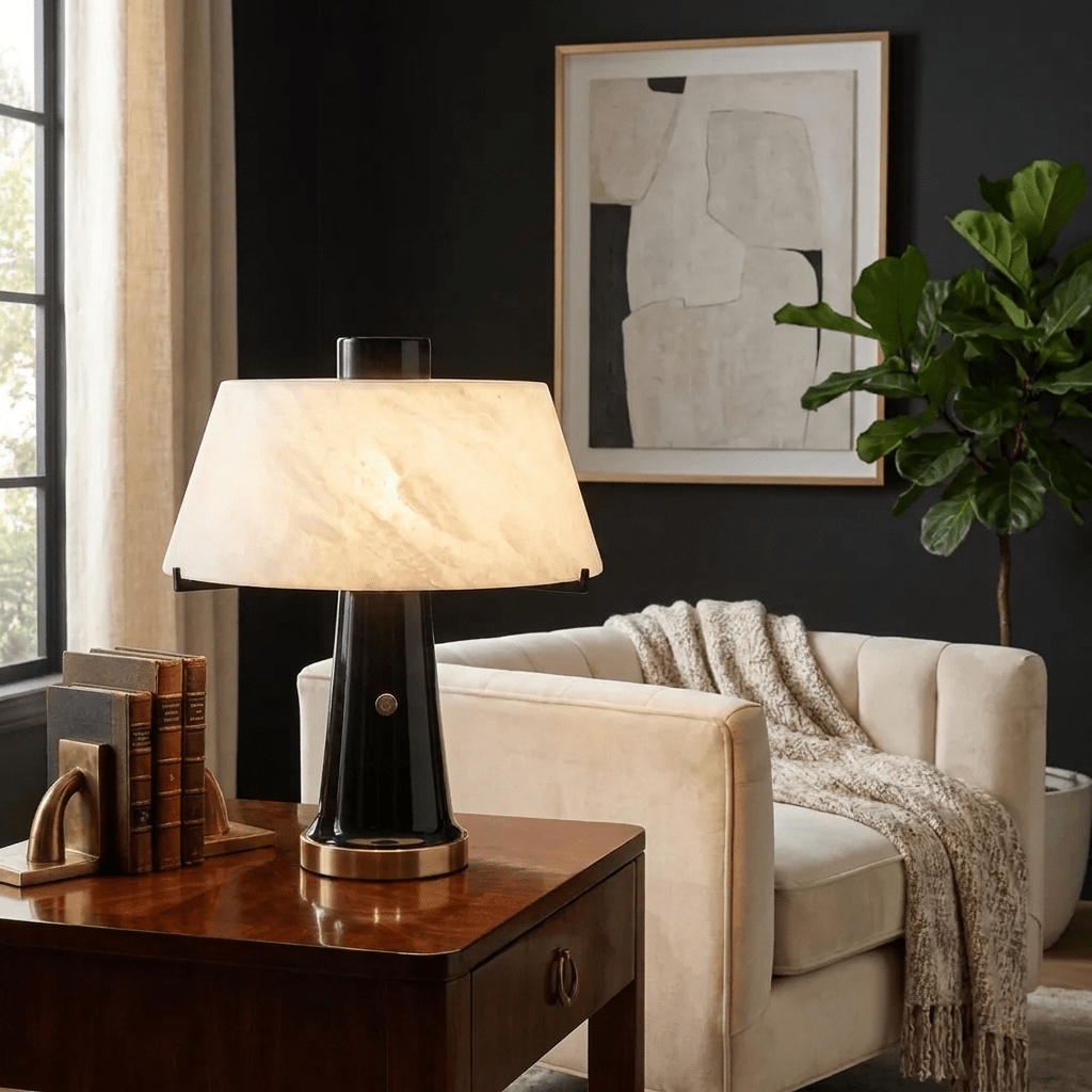 Trapezia Alabaster Desk Lamp