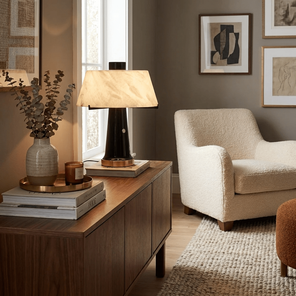 Trapezia Alabaster Desk Lamp