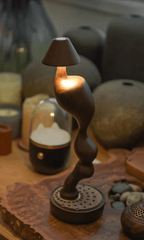 Carved Wood Cordless Table Lamp