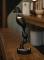 Carved Wood Cordless Table Lamp