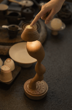 Carved Wood Cordless Table Lamp
