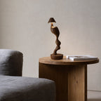 Carved Wood Cordless Table Lamp