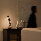 Carved Wood Cordless Table Lamp