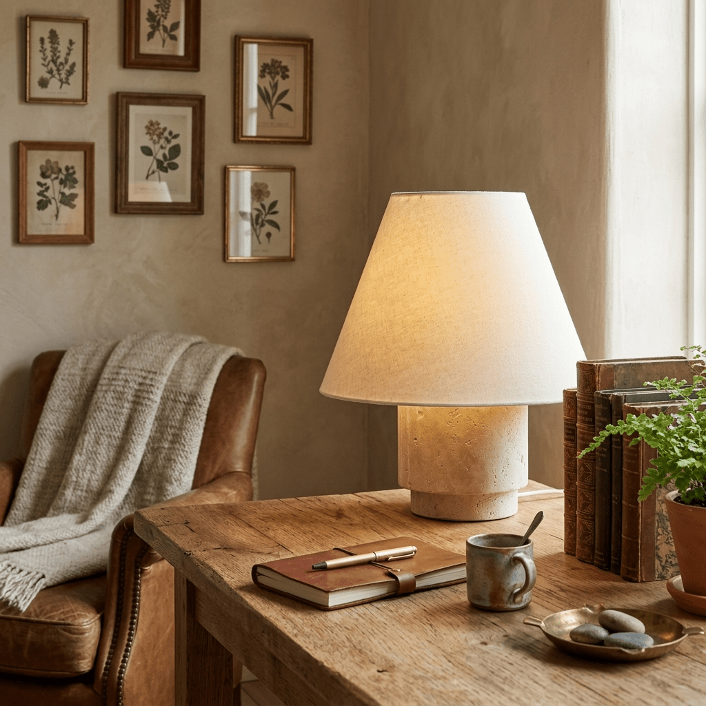 Caldera Travertine Table Lamp