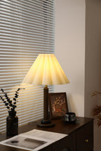 Plisse Pleated Wood Table Lamp