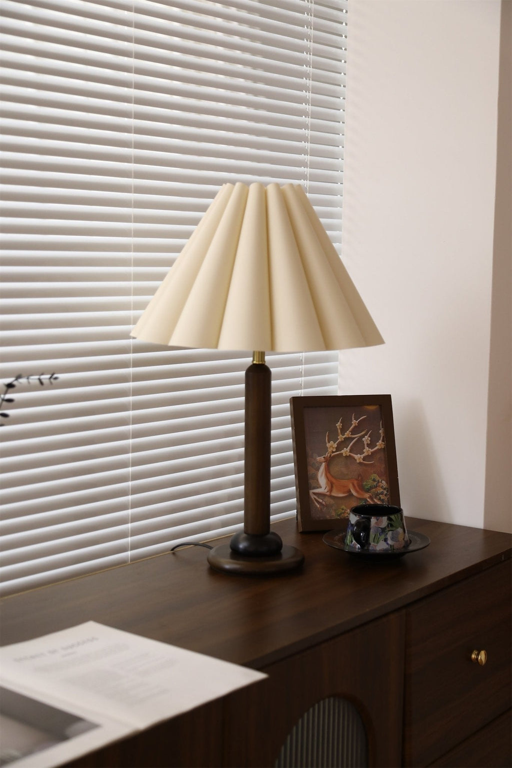 Plisse Pleated Wood Table Lamp