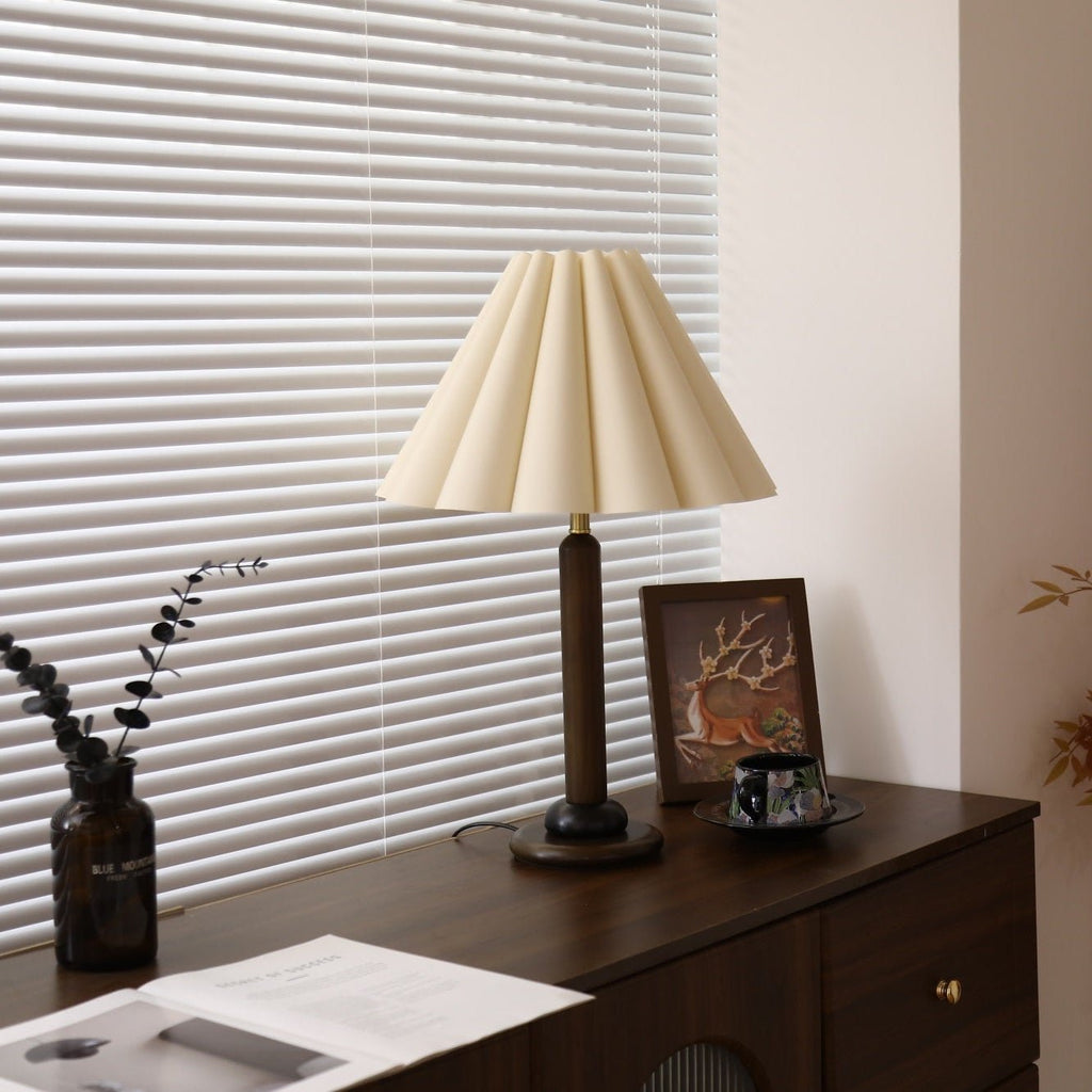 Plisse Pleated Wood Table Lamp