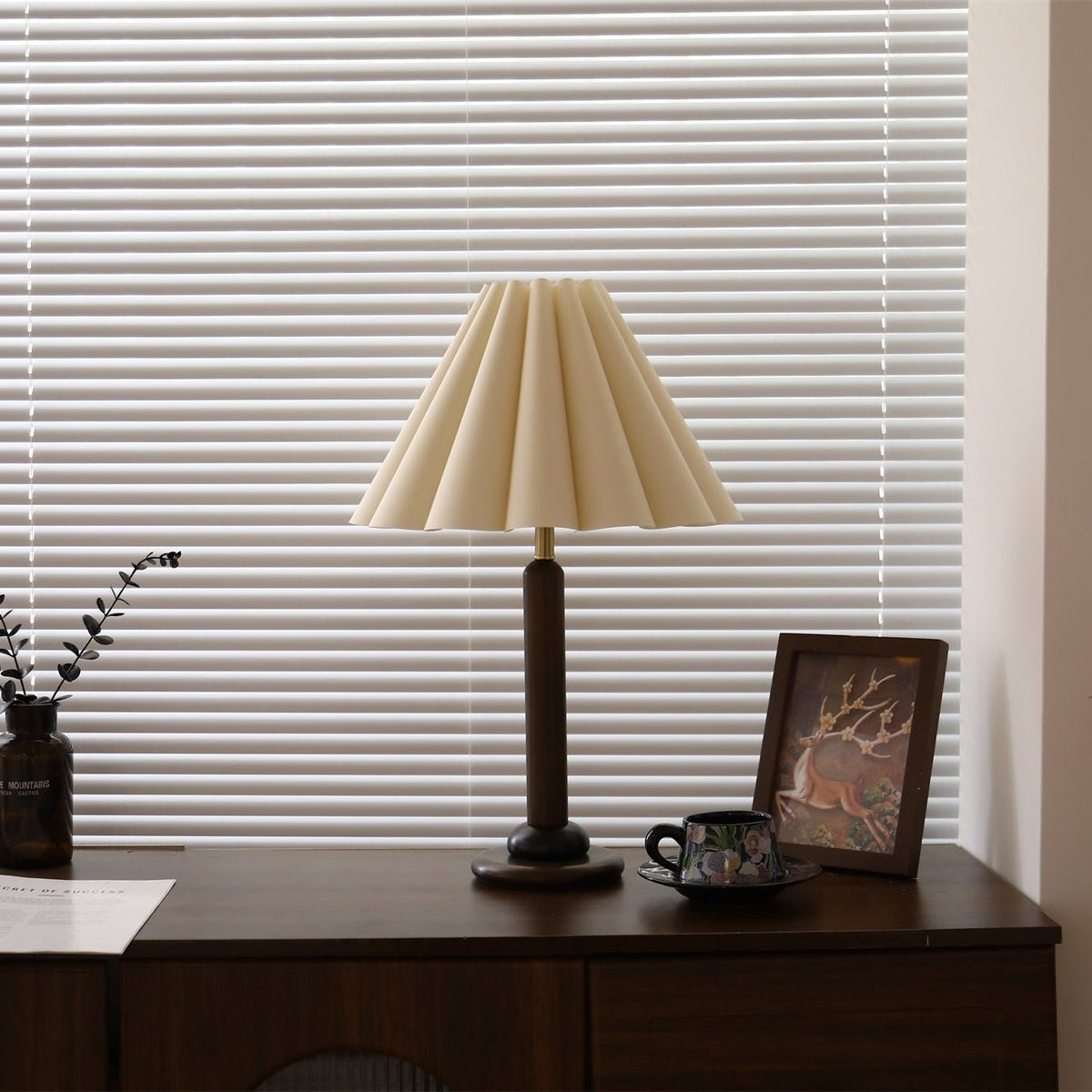 Plisse Pleated Wood Table Lamp