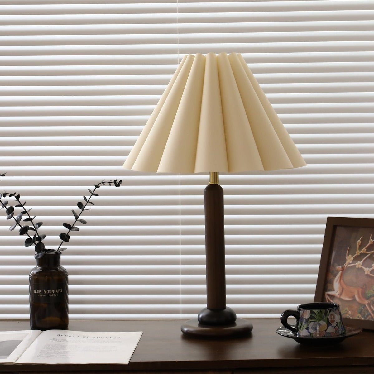 Plisse Pleated Wood Table Lamp