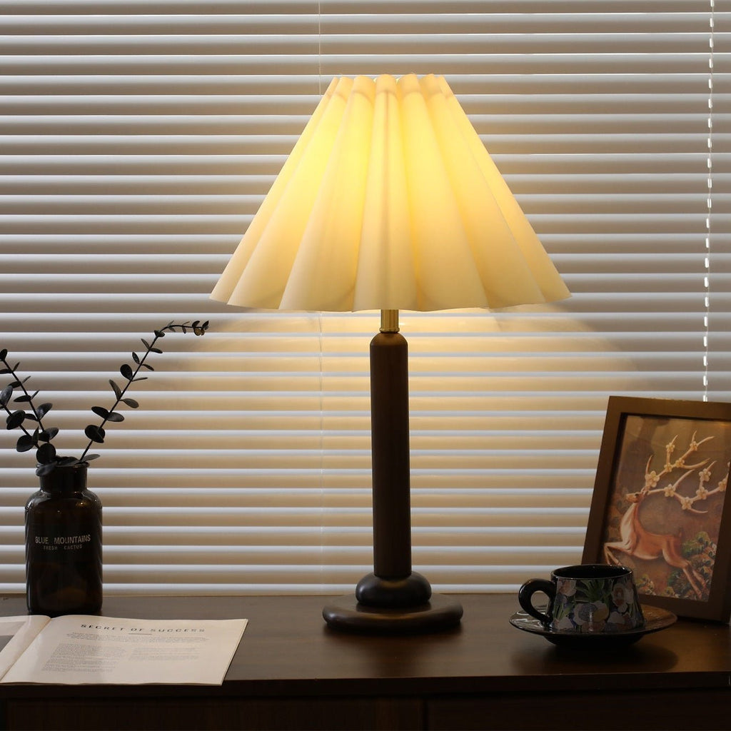 Plisse Pleated Wood Table Lamp