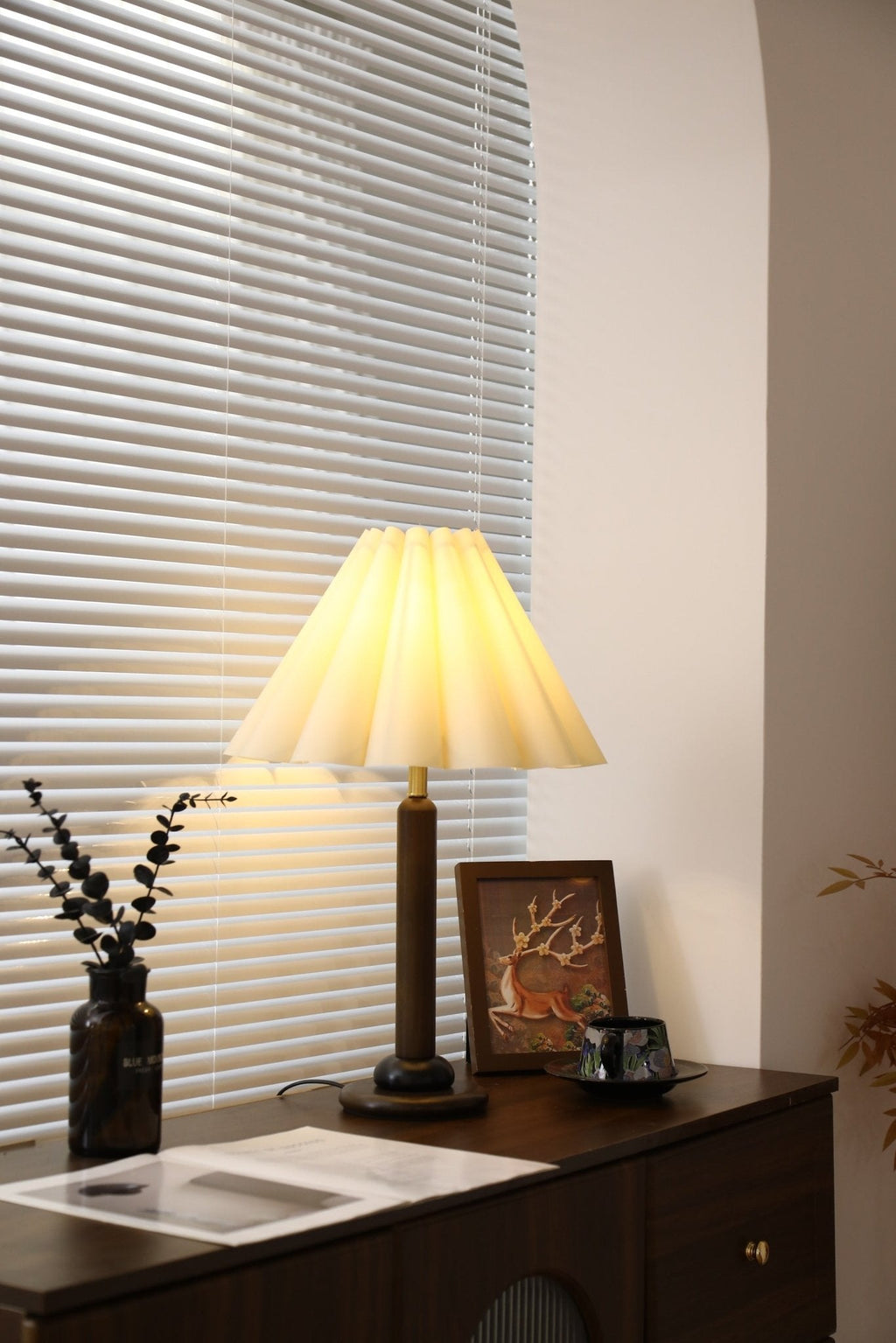 Plisse Pleated Wood Table Lamp