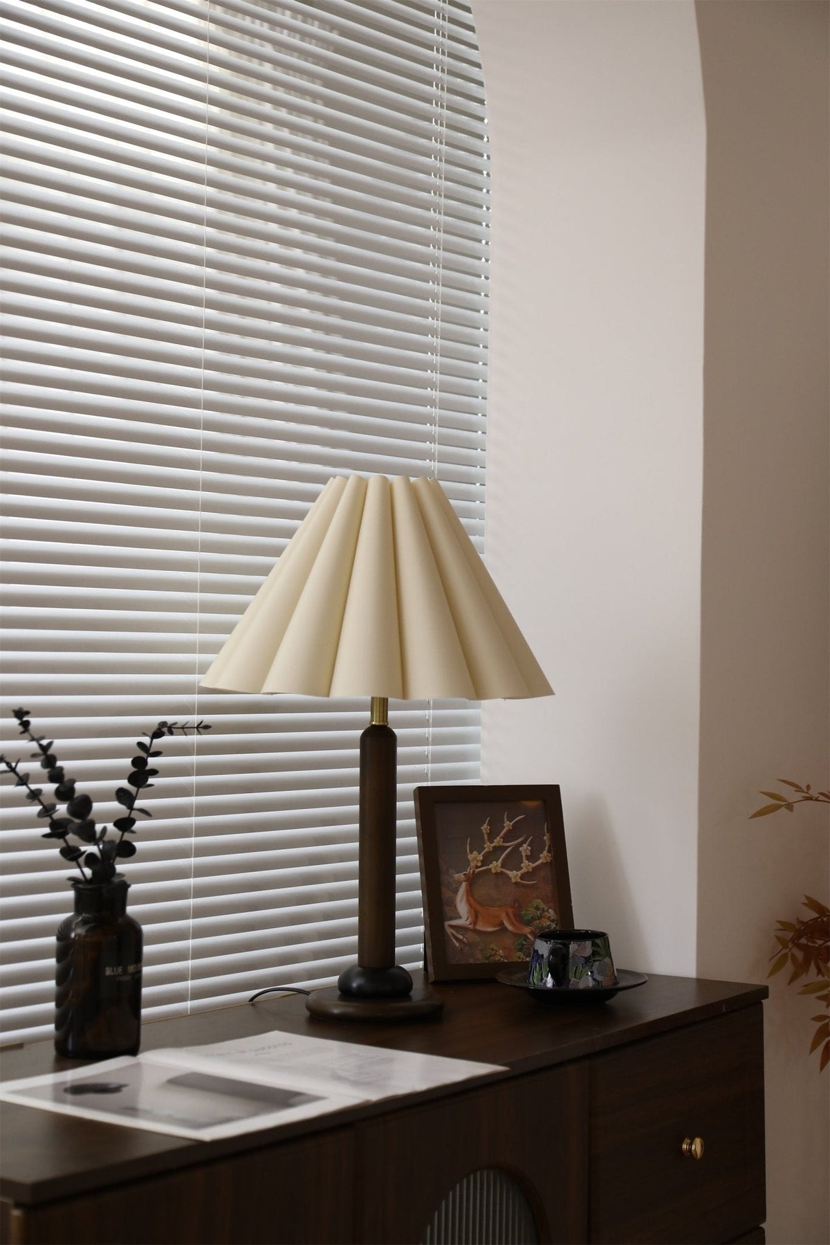 Plisse Pleated Wood Table Lamp