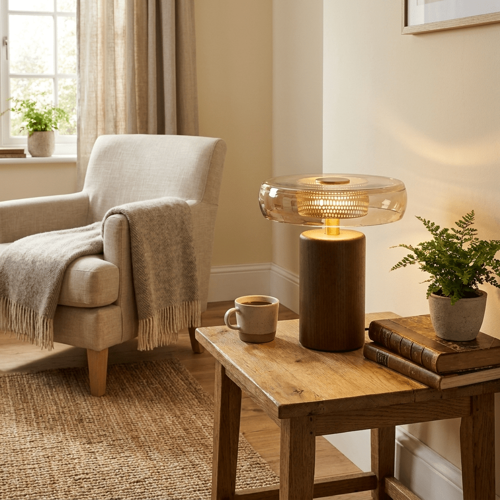 Cognac Disc Table Lamp