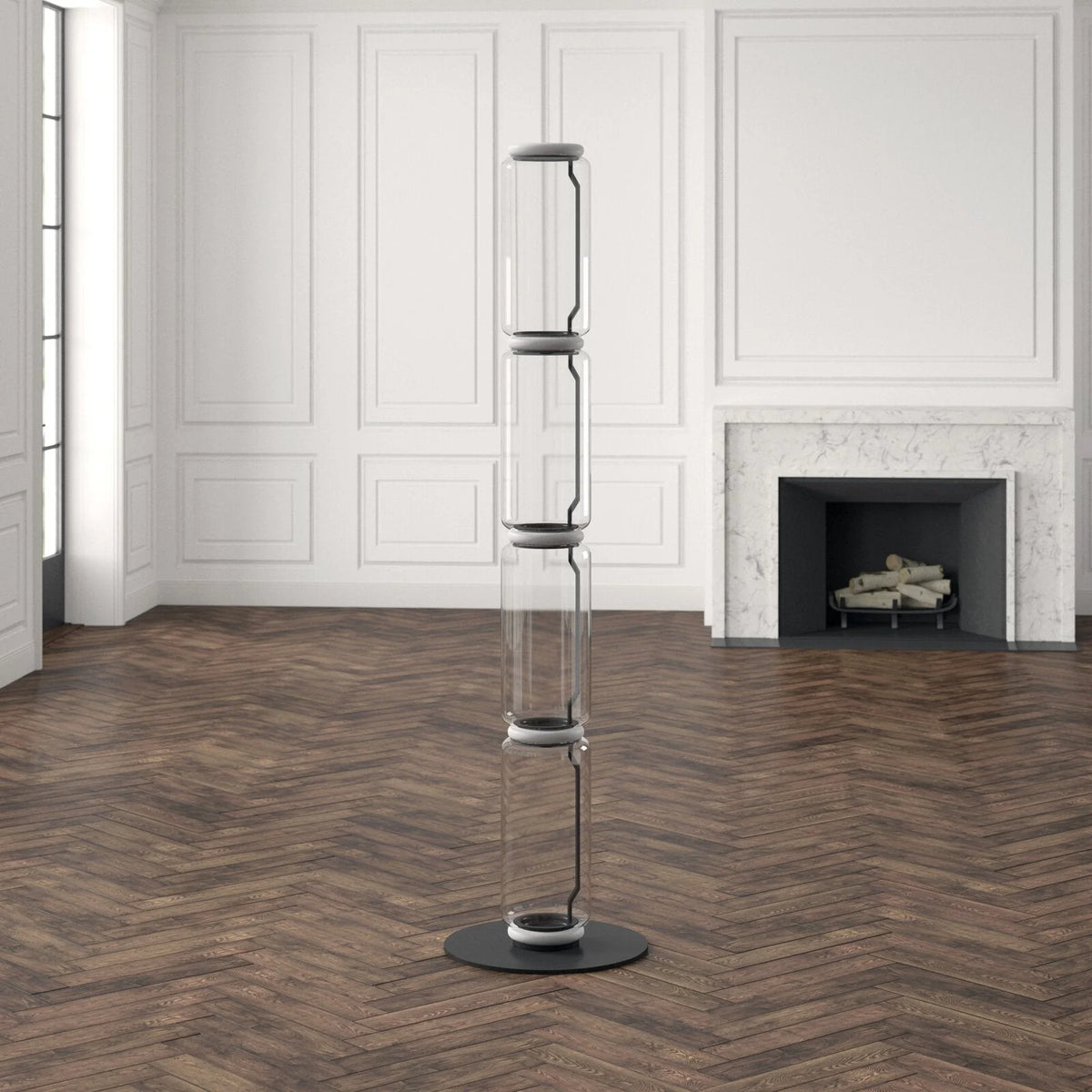 Bamboo Glass Floor Lamp