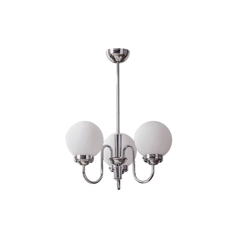 Curved Arm Chrome Globe Chandelier