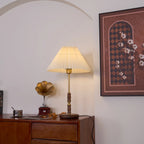 Accordion Pleat Walnut Table Lamp