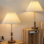 Accordion Pleat Walnut Table Lamp