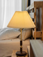 Accordion Pleat Walnut Table Lamp