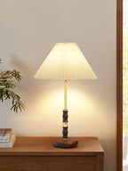 Accordion Pleat Walnut Table Lamp