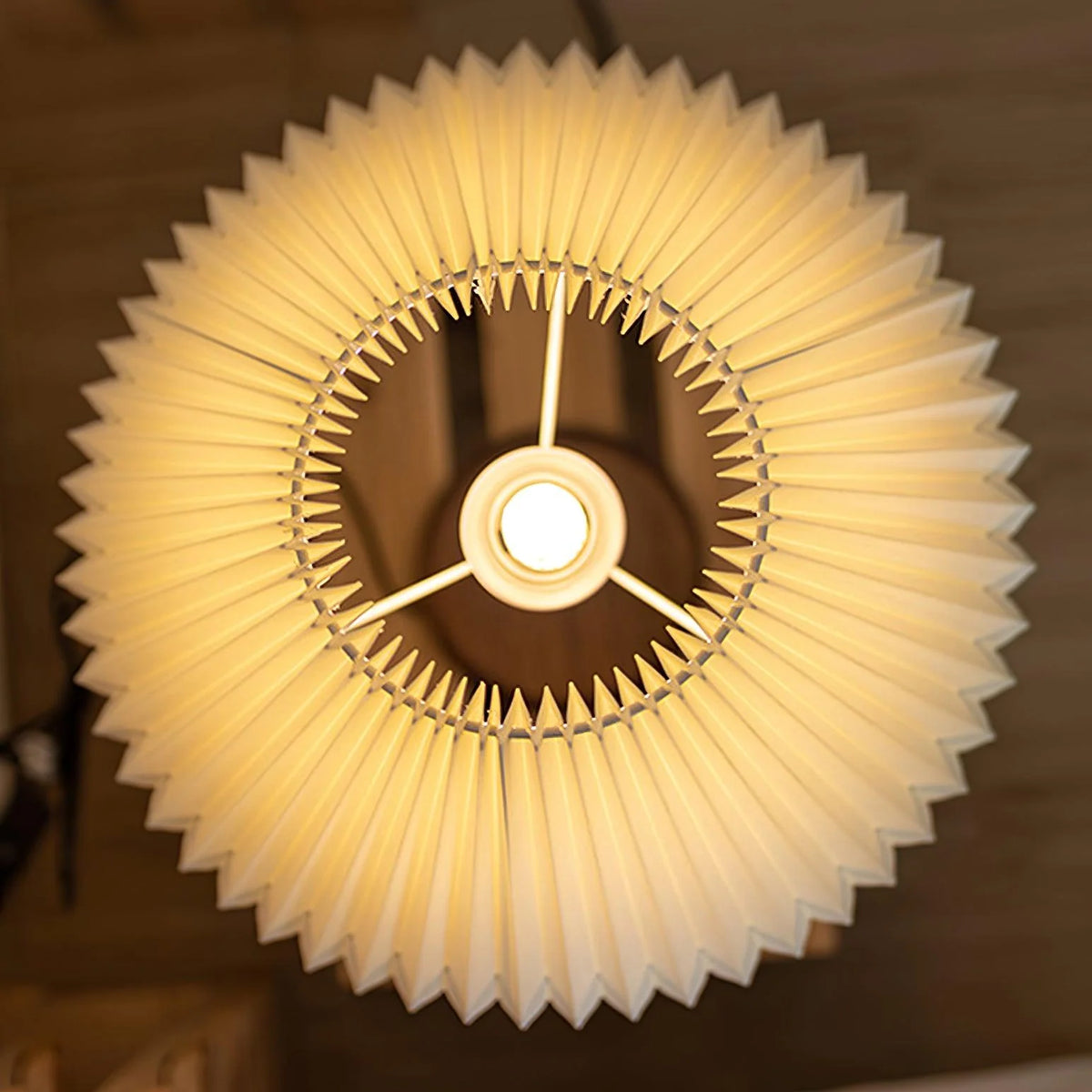 Accordion Pleat Walnut Table Lamp
