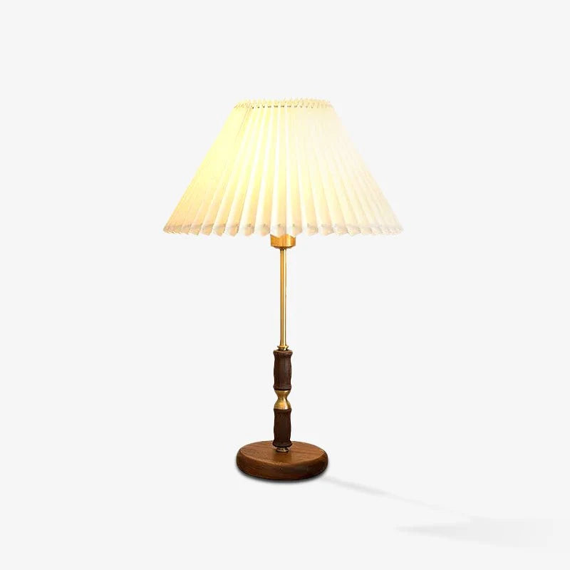 Accordion Pleat Walnut Table Lamp