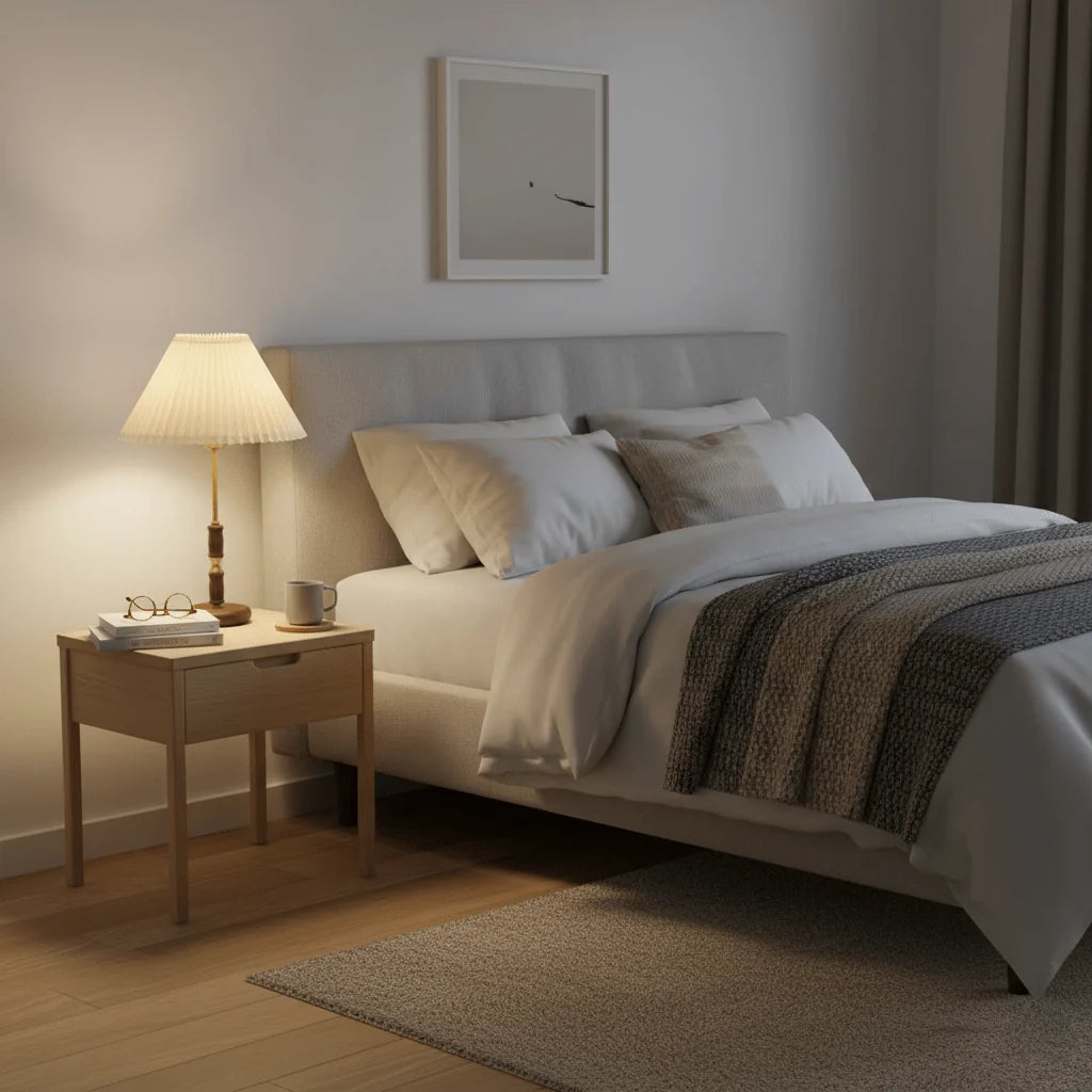 Accordion Pleat Walnut Table Lamp