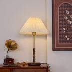Accordion Pleat Walnut Table Lamp