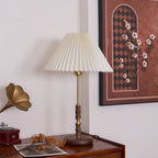 Accordion Pleat Walnut Table Lamp