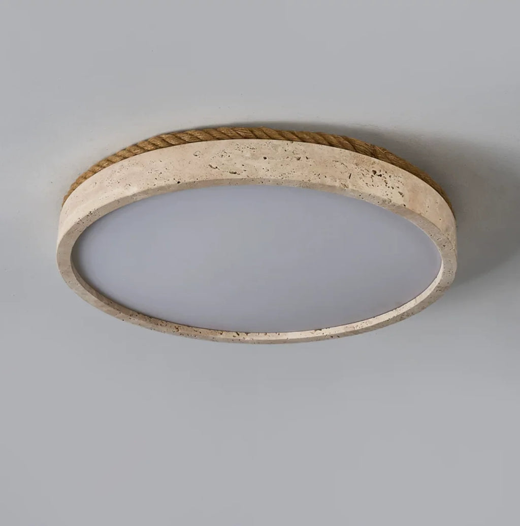 Halo Travertine Flush Mount Light