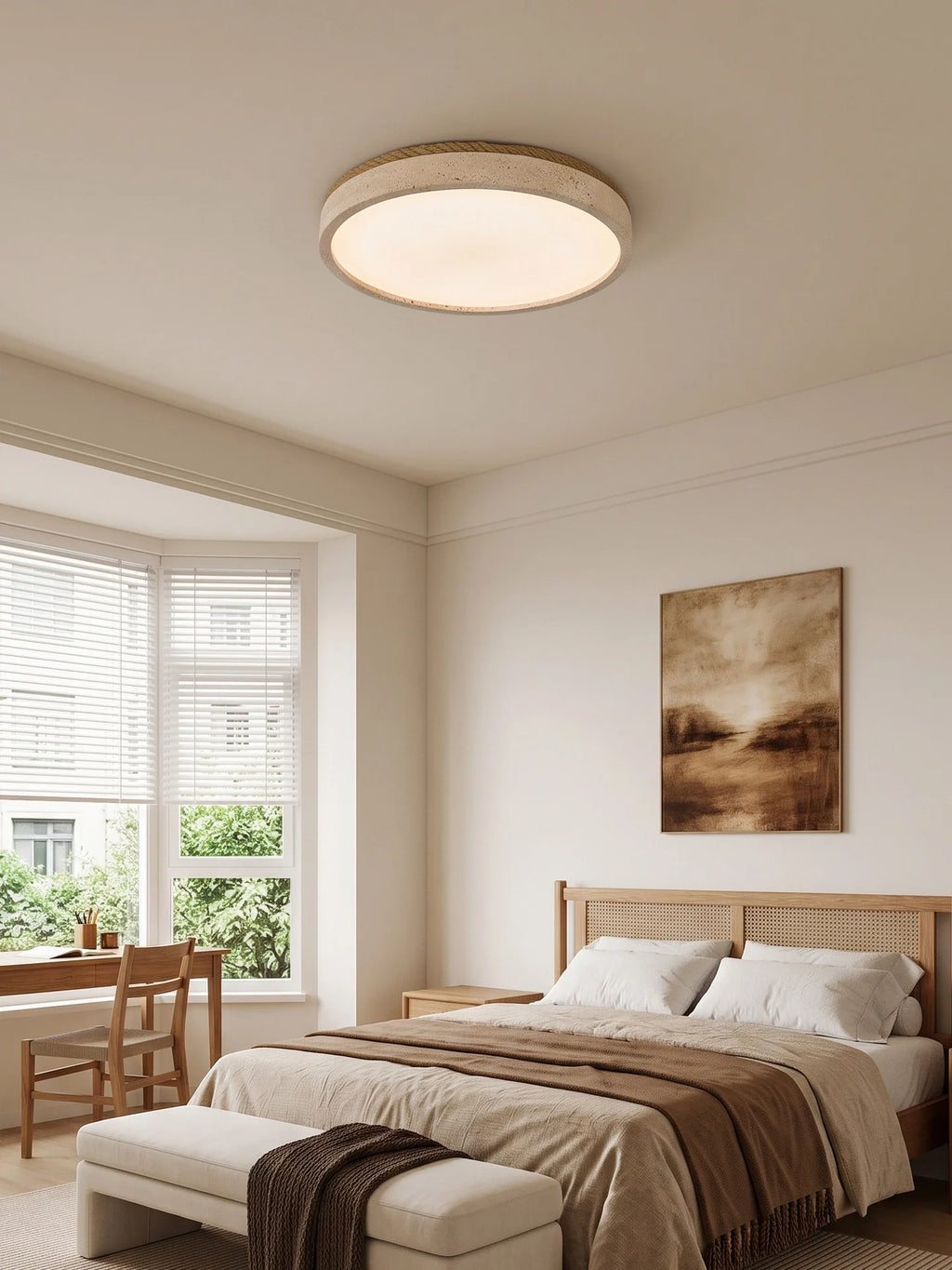 Halo Travertine Flush Mount Light