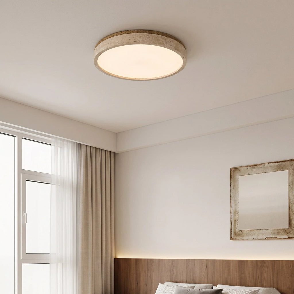 Halo Travertine Flush Mount Light