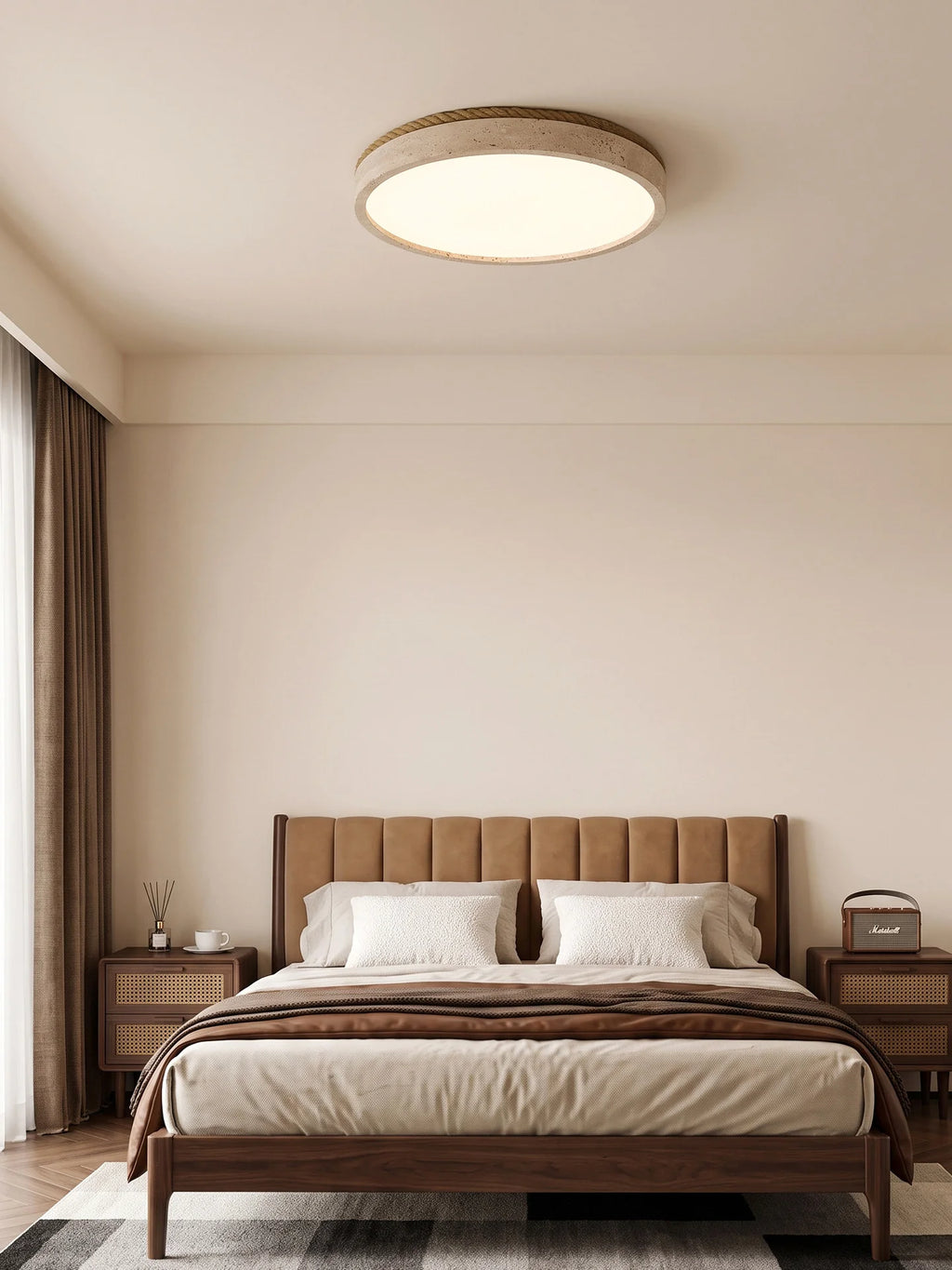 Halo Travertine Flush Mount Light