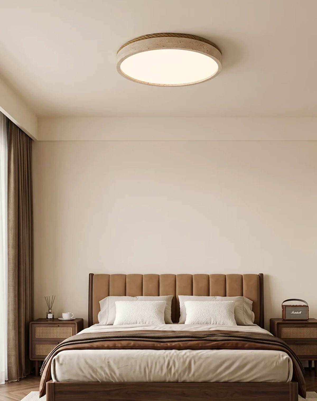 Halo Travertine Flush Mount Light