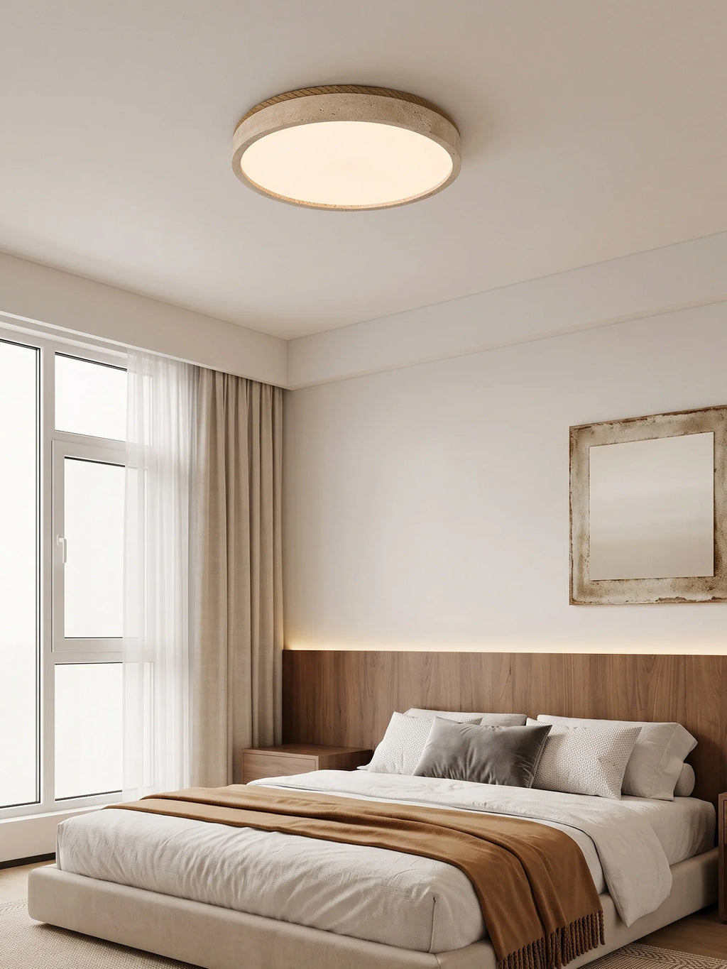 Halo Travertine Flush Mount Light