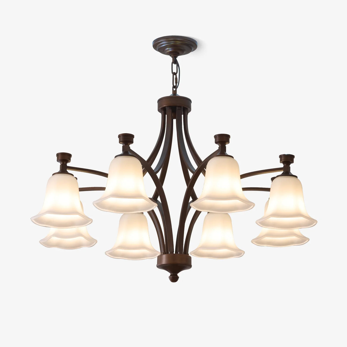 Bronze Bell Glass Chandelier