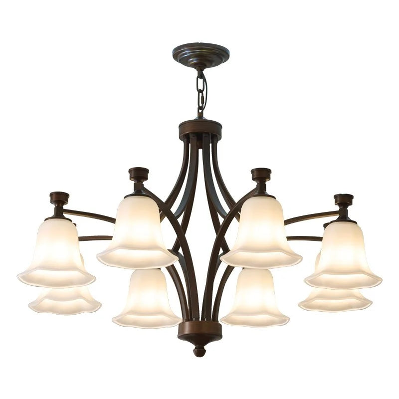 Bronze Bell Glass Chandelier