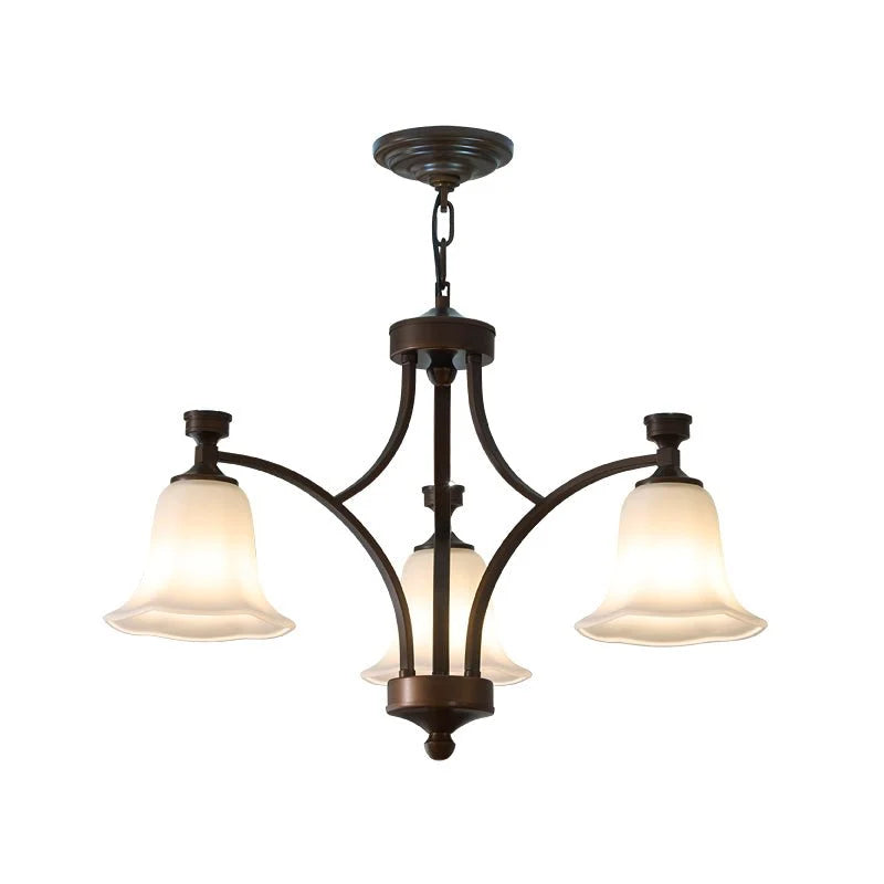 Bronze Bell Glass Chandelier